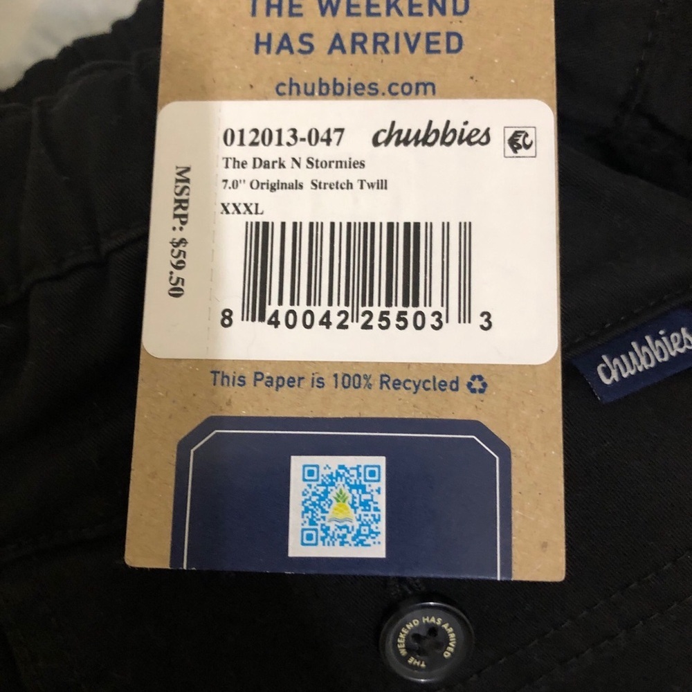 Chubbies Men’s Stretch Twill Chino Shorts 3XL Black 7 Inch Inseam Pockets NWT - Picture 10 of 15
